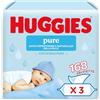 Huggies Pure Salviette Umidificate per Bambini, 3 confezioni da 56 Salviette, 168 Pz (3x56)