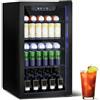 DollarDash Frigorifero per bevande, 115 lattine/80L, mini frigorifero con porta trasparente per birra, limo, vino, piccolo frigorifero autoportante con ripiano regolabile e indicatore LED (nero)