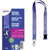 Avery - 10 cordini da collo con motivo bianco/blu con moschettone in metallo 2 cm - Cordini porta badge in poliestere riciclato satinato morbido - Cordini identificazione, porta carte con clip di