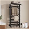 EMKE Scaldasalviette elettrico da bagno, 1000 x 500 mm, intelligente a temperatura costante, scaldasalviette elettrico con ripiano, Right 280 W, nero