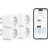 Meross Presa collegata (tipo E), 16A Presa WiFi Compatibile con Alexa e Google Home, 4 prese con misurazione del consumo elettrico con controllo vocale, controllo remoto e configurazione Bluetooth