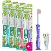 GUM Spazzolino da denti per bambini, per bambini dai 2 ai 6 anni, testa imbottita piccola|setole morbide |misura dentifricio| impugnatura antiscivolo|ventosa |1 pezzo|4 x 1 pezzi (con 1campione bonus)