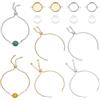 UNICRAFTALE Circa 4 set 2 Colori 22cm/24cm Braccialetti Scorrevoli Regolabili in Acciaio Inossidabile con Connettori Cabochon e Cabochon in Vetro Trasparente, Oro & Colore Acciaio Inossidabile