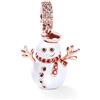 GNOCE Charm Ciondolo Pupazzo di Neve in Agento S925 Ti Accompagno Charm Bead Placcato Oro Rosa 18k per Bracciali e Collana Regalo di Natale per Famiglia Moglie Figlia Amico