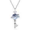 GNOCE Collana Con Chiave A Forma Di Pianeta Con Topazio Azzurro In Argento Sterling Intarsiato Con Gemme Di Cristallo Per Ragazze Gioielli Da Donna Sposa San Valentino Regalo Per La Festa Della Donna