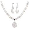 TOFBS Collana Perle Doppio Filo Orecchini Pendenti Goccia Cristalli Brillanti Accessori Eleganti Cerimonia Matrimonio Sposa