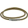 Schmuck Les Poulettes LES POULETTES BIJOUX - Bracciale Uomo Doppio Giro Cuoio Intrecciaro Tondo Per Polso da 19cm - Verde Intenso