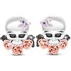 Gnoce 925 Teschio in Argento Sterling Con Oro Rosa Nella Sua Bocca Perline 2 Ciondoli Set Moda Orecchini Pendenti Gioielli Regalo Per Donna Uomo