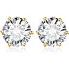 JewelryPalace Orecchini a Bottone Donna Argento 925 con Creato Moissanite, Piercing a Lobo con Pietra a Taglio Rotondo, Solitario in Tre Ori Set Gioielli