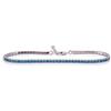Remo Gammella Bracciale Uomo Donna Tennis Argento 925 con Zirconi - Dimensioni 2 mm - Misura regolabile da 17 a 20 cm - Colore a scelta (Oro Bianco/Zirconi Acquamarina)