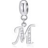 CRISNATA Initial M ciondolo Charm, Lettera M Charms Fit Pandora Mothers Day Bracelet, 925 Argento Sterling Dangle CZ Alphabet Beads, regalo per la nonna/mamma/migliore mamma/Natale
