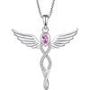 FJ Collana Croce Ala d'Angelo Argento 925 Collana con Ciondolo Angelo Custode Collana Infinito Pietra Portafortuna Zirconia Cubica Gioielli Regalo per Donna