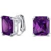 Bling Jewelry Tradizionale Classico Grande Dichiarazione 7Ct Smeraldo Taglio Simulazione Ametista Viola AAA CZ Solitario Clip Su Orecchini A Perno Per Le Donne Placcato Argento Non Forato 14Mm