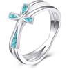 CUPENDA Anello a croce in argento sterling 925 turchese fede Gesù anello gioielli per uomo donna cristiano 55
