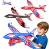 Doloowee Giocattolo aereo per bambini con luci per ragazzi 3 4 5 6 anni | Set con 3 alianti in schiuma e 1 lanciatori, 2 modalità di volo, giocattolo da esterni e giardino, regalo per maschi 3‑8 anni