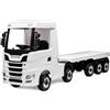 Mondial Toys Camion Elettrico Scania 500R per Bambini 12V con Licenza Sedile in Pelle Telecomando 2.4Ghz Ruote in Gomma Porte Apribili Rimorchio Incluso Luci LED Musica USB Full Optional (Bianco Scania)