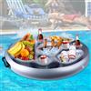MTINRNI Portabibite Gonfiabile Portabevande 2-in-1 e Porta Snack Bar Piscina Portabottiglie Galleggiante PVC Portabottiglie Gonfiabile Galleggiante Festa in Piscina Estiva