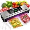NXPZ 7 in 1 Macchina Sottovuoto Alimenti, Macchina per Sottovuoto Professionale, Modalità a Secco e Umido, Funzione UV, con Lama di Taglio e 50 Sacchetti Sottovuoto, per la Conservazione