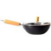 Winlaovate Padella in ferro battuto, Wok cinese tradizionale, padella sicura a induzione, padella non stagionata, pentole monodose, piccolo wok per frittura in agitazione, padella in ferro, wok per (B-24CM)