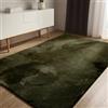 benuta Basic Tappeto salotto Furry - Verde oliva 200x290 cm - Soffice salotto - Retro antiscivolo - Lavabile - Compatibile con riscaldamento pavimento