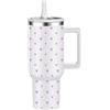 FOLAI Tazza termica a prova di perdite, in acciaio inox da 40 oz isolata con cannuccia, 100% protezione dalle perdite, a doppia parete, per bevande fredde, senza bpa (cuore viola)