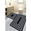 Foutastic Set di 2 tappetini da bagno in 100% poliestere, 600 g/m², antiscivolo, antibatterici, 60 x 100 cm e 50 x 60 cm, lavabili in lavatrice, colore: nero