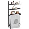 Relaxdays Scaffale sopra lavatrice nero | Mobile con 3 ripiani, dimensioni HxLxP: 157x65x28 cm per asciugatrice & WC
