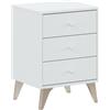 Dmora Comodino Seattle, Comodino a 3 cassetti, Tavolino da Notte, 40x34h56 cm, Bianco e Rovere