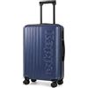 Kappa Valigia da Cabina Rigida 55 x 40 x 20, Trolley in ABS Antigraffio con 4 Ruote Girevoli 360°, Manico Telescopico Regolabile, Bagaglio a Mano per Viaggi Aerei 332E3IW, Blu Marino