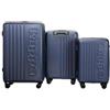 Kappa Set 3 Trolley Rigide da Viaggio 20+24+28, Trolley in ABS Espandibili con 4 Ruote Doppie Silenziose e Lucchetto TSA a Combinazione, Set Valigie Piccola Media Grande 332E3JW, Blu Marino