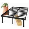 Zinus Caleb Rete Matrimoniale 160x190 cm - Struttura Letto con Doghe in Metallo Incluse - Altezza 36 cm con Spazio Sottostante - Facile da Montare - Nero