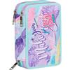 SJ Gang Astuccio Scuola 3 Zip, Rosa, RhythmicSoul, Portapenne Triplo Scomparto Completo Di Penne, Matite, Colori, Accessori Zaino, Elementari, Medie, Bambina