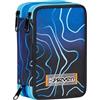 Seven Astuccio Scuola 3 Zip, Blue Deep, Mapset Boy, Portapenne Triplo Scomparto Completo Di Penne, Matite, Colori, Accessori Zaino, Elementari, Medie, Superiori, Ragazzo Ragazza