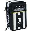 Seven Astuccio Scuola Juventus 3 Zip, Bianco Nero, Triplo Scomparto Completo di Matite, Penne e Pennarelli, Accessori Juventus Scuola, Accessori per Zaino Bambini e ragazzi