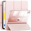 INFILAND Custodia per iPad (A16) 11./10. Generazione (2025/2022), Cover Smart Case Antiurto con Retro Trasparente, Protezione con Funzione Auto Sleep/Wake, Rosa