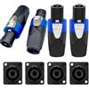 Flomiara 4 set di connettori Speakon, connettore Speakon maschio e femmina | Prese da incasso per telaio connettore altoparlante a 4 poli con chiusura a vite, compatibile con NL4FC, NL4FX, NL4MPR