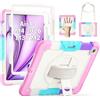 SEYMAC Custodia per iPad Air 13 Pollici M4/M3/M2(2026/2025/2024), Custodia Antiurto con Protezione per lo Schermo, Portapenne, Supporto Girevole a 360 Gradi, Tracolla per iPad Air 13, Rosa