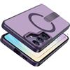 Giyer Custodia magnetica per Samsung Galaxy S25/S24, con supporto, pellicola protettiva protettiva per MagSafe, retro rigido traslucido, resistente agli urti, per Samsung S24/S25 5G, colore: viola