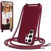 Jrkvniv Cover per Samsung Galaxy S26 Ultra con Cordino, Bordeaux | Morbido TPU Silicone Case con Laccio Tracolla, Regolabile e Rimovibile, Antiurto AntiGraffio Case