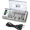 EBL LCD Caricabatterie per batterie AA AAA C D 9V Ni-MH, Arica & Scarica | 4+2 Slot Indipendenti Caricabatterie Universale, Controllo MCU Intelligente, Caricabatterie Rapido AC 100-240V