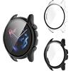 Aerku Cover compatibile con Amazfit GTR 3 Pro/Amazfit GTR 3, [con schermo Protector] Cover protettiva 9H HD protezione schermo in vetro temperato PC Cover antigraffio Case - trasparente e nero