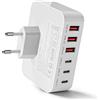 Puiseno Caricatore USB C da 100 W, 6 porte, blocco di ricarica veloce, spina multipla con adattatore di alimentazione (3 USB C + 3 USB A), compatibile con iPhone 17/16/15/14 Pro Max, iPad, Galaxy S25/S24/S23