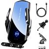 YOPOTIKA Auto-Bloccaggio Supporto Telefono Auto,15W Caricatore Wireless Auto con stazione di ricarica Qi a induzione automatica,Supporto Smartphone per telefono cellulare