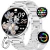 HIRREO Smartwatch Donna, 1.32 AMOLED Orologio Intelligente Donna con Chiamate Bluetooth, 100+ Modalità Sportive Fitness Tracker con 2 Cinturini, Podometro, Smart Watch per Android iOS (Argento)