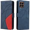 Fatcatparadise Cover per Samsung Galaxy M33 5G, Flip Caso in PU Pelle Case Cover Libro Portafoglio Protettiva Custodia con TPU Sottile Antiurto [Kickstand][Slot per Schede][Chiusura Magnetica] (Blu)
