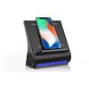 Azpen Dockall D100 - Caricabatterie wireless Qi, altoparlanti Bluetooth Premium, docking station con microfono integrato per chiamate in vivavoce, stazione 3 in 1 per iPhone e Samsung (grigio lucido)