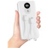Powelephant Power Bank da 30000 mAh con cavo integrato: batteria esterna con ricarica rapida da 22,5 W e grande capacità, con torcia a LED e 4 uscite e 2 ingressi, lettore MP3 5.3 e altoparlante