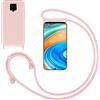 GoodcAcy Cover con Collana per Xiaomi Redmi Note 9S,Custodia Silicone Liquido con Cordino per Redmi Note 9 Pro,Custodia con Regolabile Collana Case con Laccio Tracolla per Redmi Note 9 Pro Max,Pink