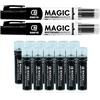 ESENG® Magic WM-218 - Pennarello per lavagna bianca, 12 cartucce + 2 pennarelli, colore: Nero