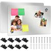 ECHOBUY 2 Lavagna Magnetica da Parete 43 x 30 cm,Porta Calamite da Parete,Pannello Magnetica da Parete Espone Post-it e Foto; Adatto per Uffici, Scuole e Cucine (Argento)
